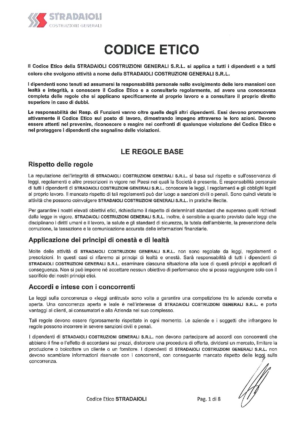 Codice Etico Stradaioli Costruzioni Generali