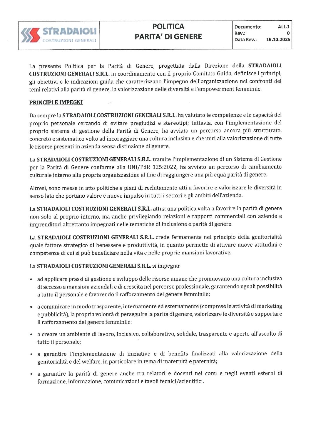 Politica per la parità di genere